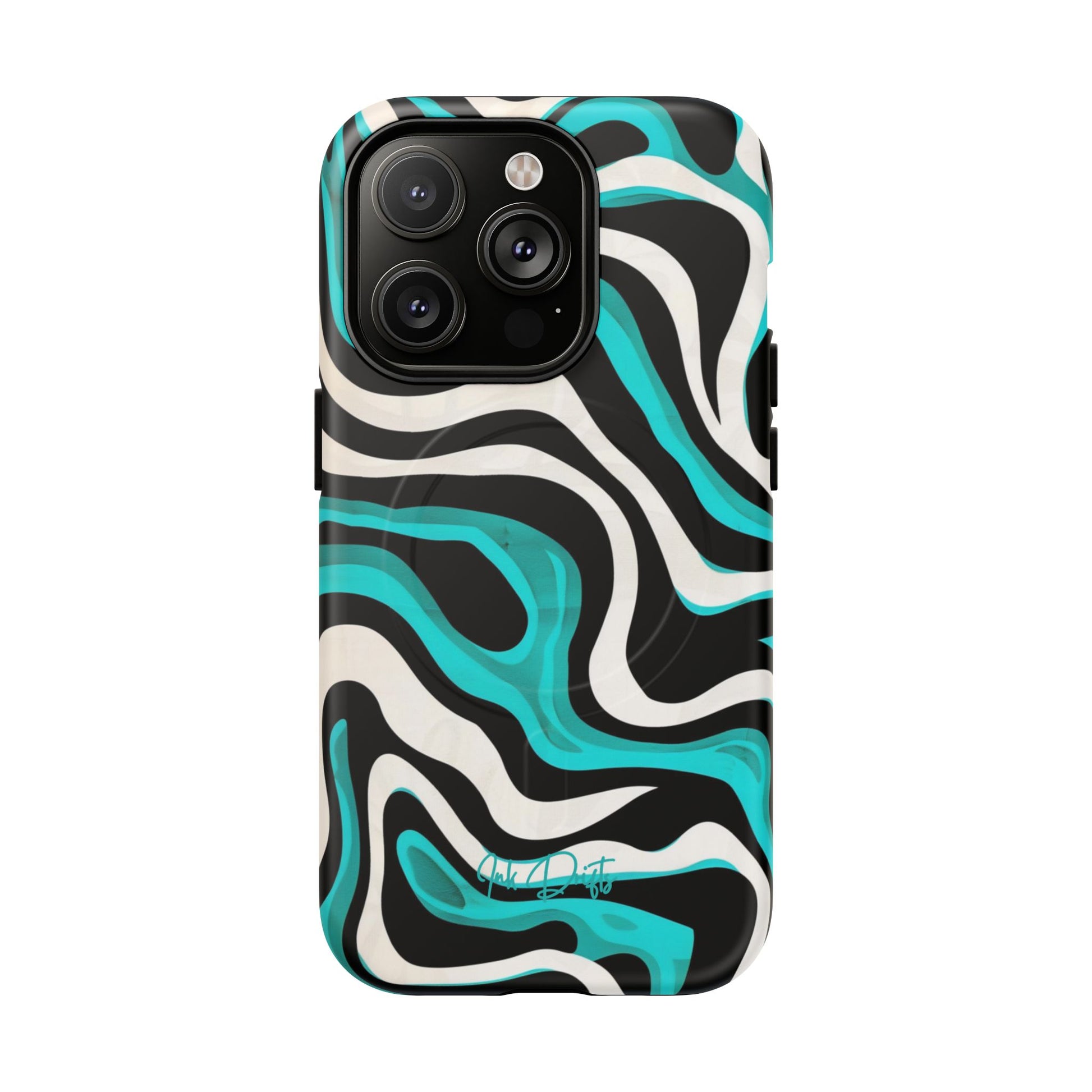 iPhone 14 Pro Matte Phone Case - Aqua Strata | MagSafe iPhone Case