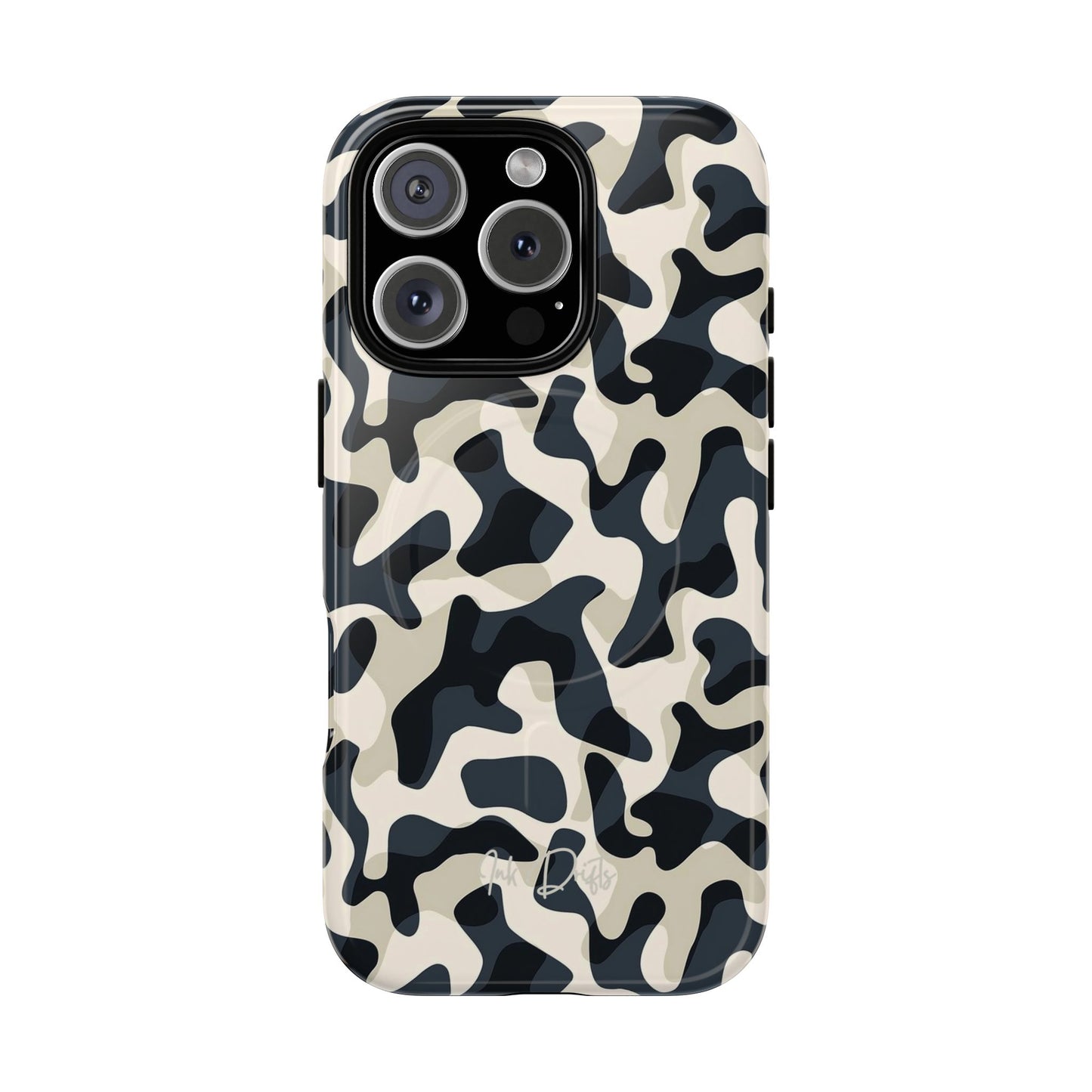 iPhone 16 Pro Glossy Phone Case - Monochrome Camo | MagSafe iPhone Case