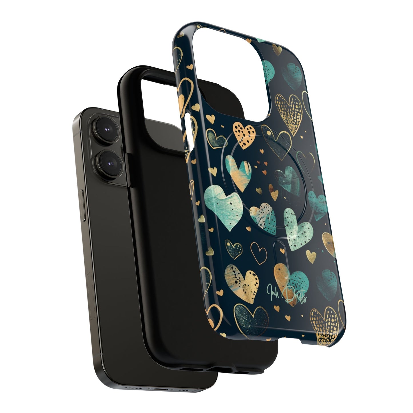 Phone Case - Golden Hearts | MagSafe iPhone Case