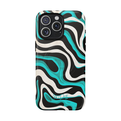 iPhone 15 Pro Max Matte Phone Case - Aqua Strata | MagSafe iPhone Case