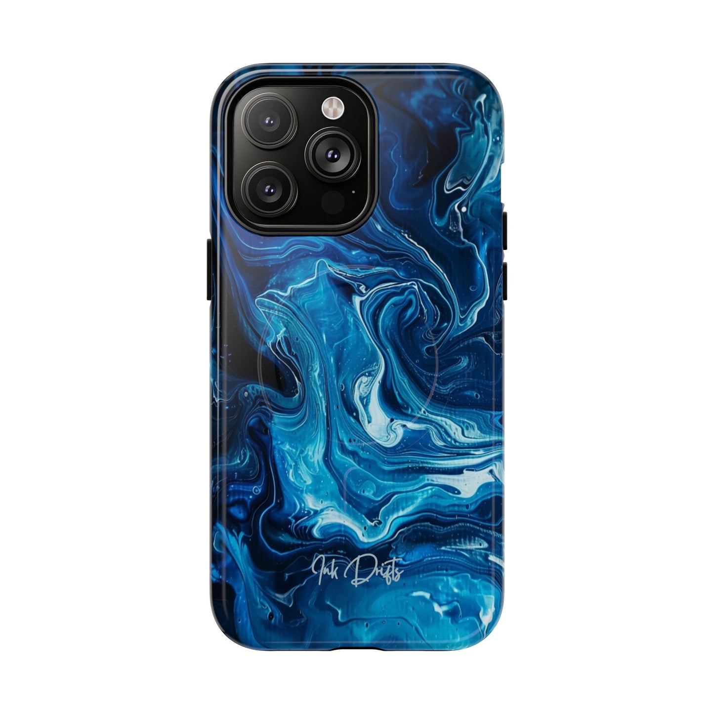 iPhone 14 Pro Max Glossy Phone Case - Blue Swirl | MagSafe iPhone Case