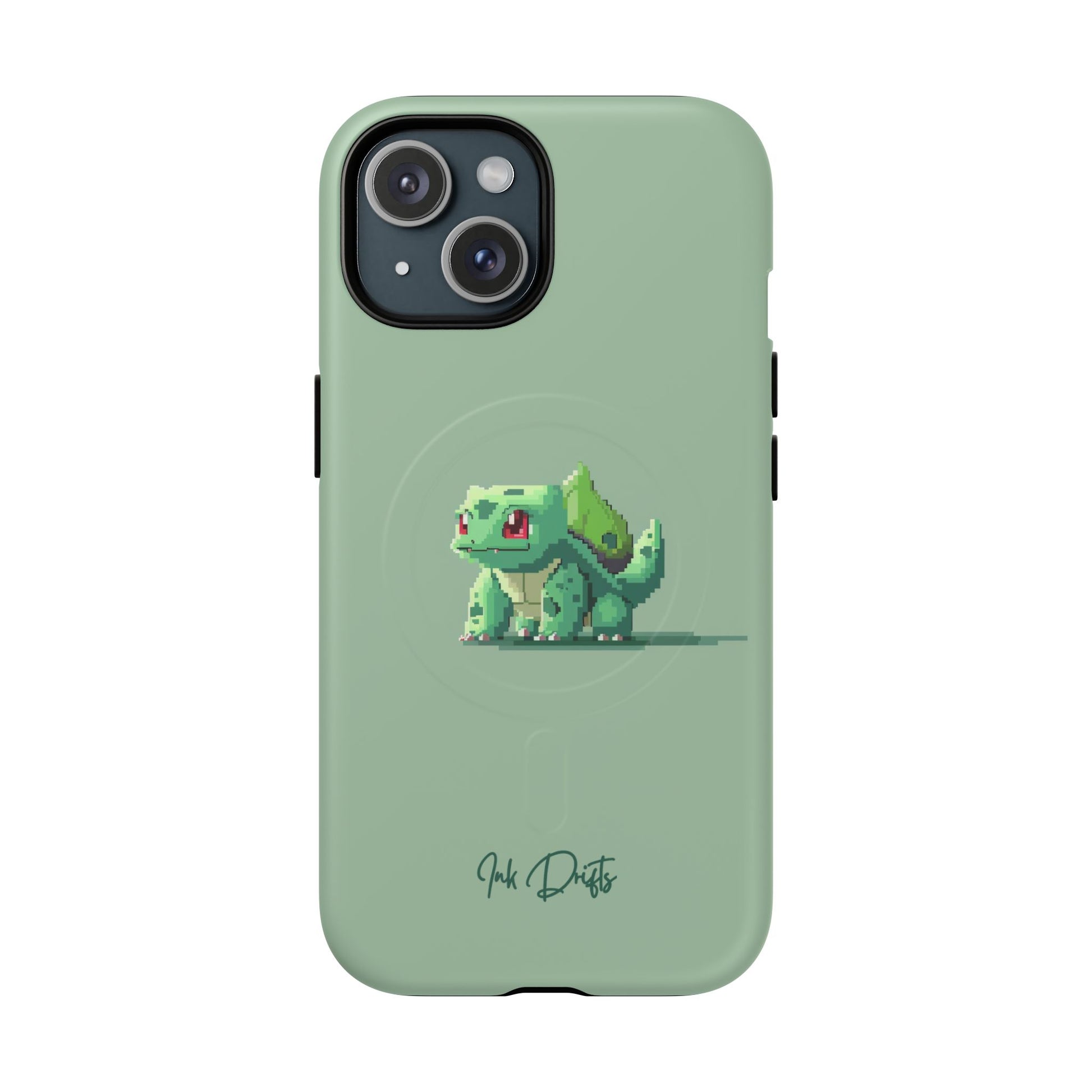 iPhone 15 Matte Phone Case - Pixel Bulbasaur | MagSafe iPhone Case