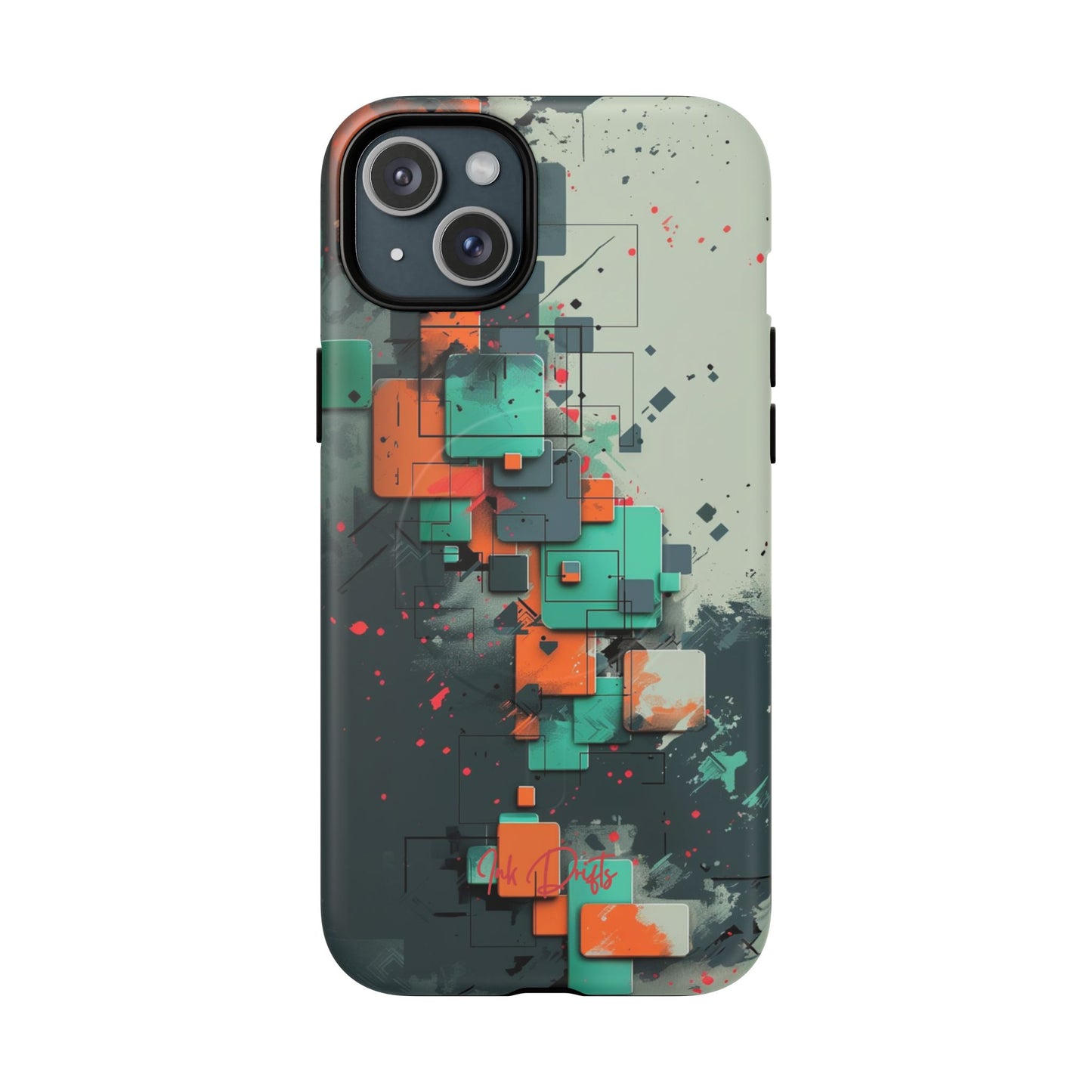 iPhone 15 Plus Matte Phone Case - Techno Mosaic | MagSafe iPhone Case