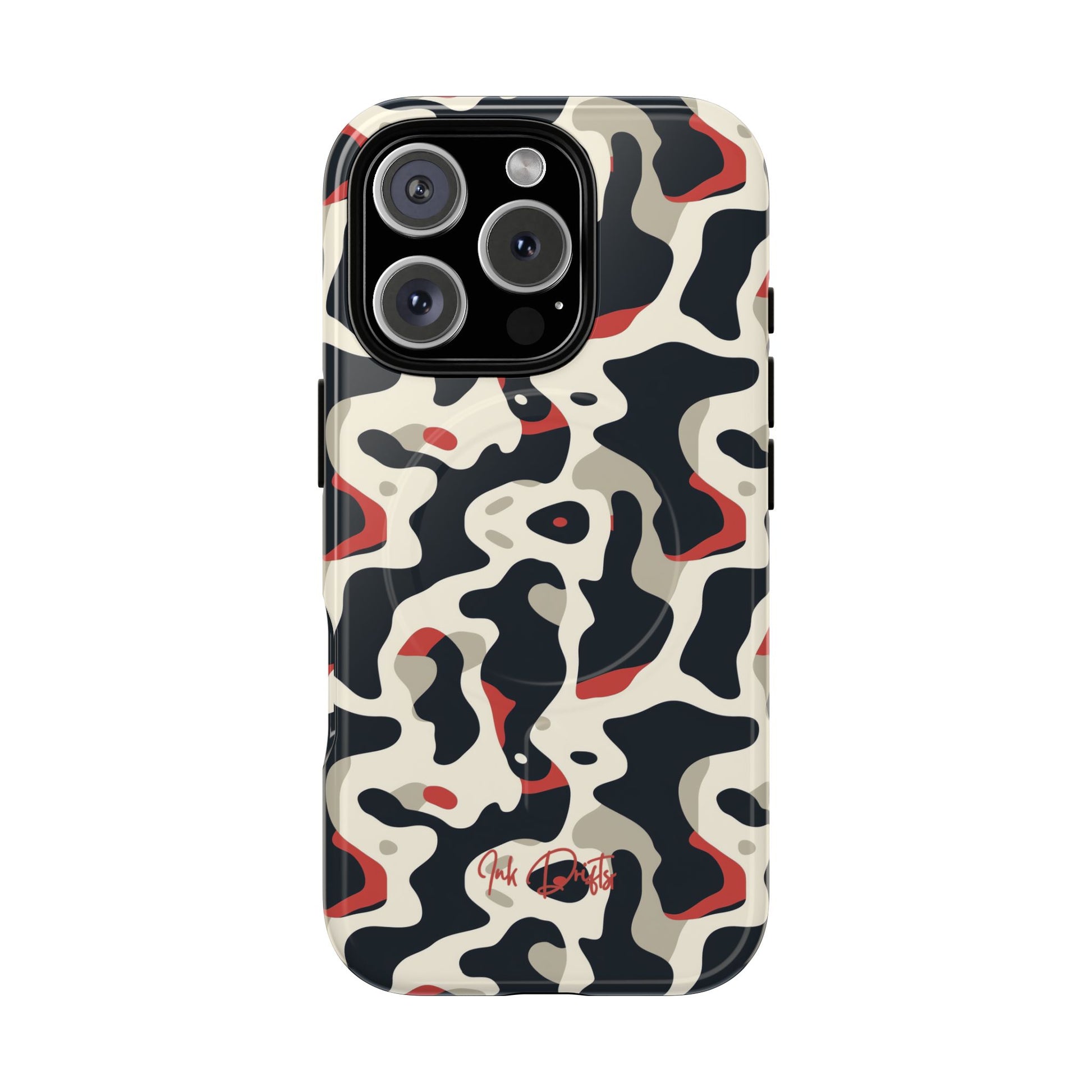 iPhone 16 Pro Glossy Phone Case - Cream Red Camo | MagSafe iPhone Case