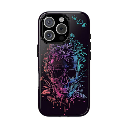 iPhone 16 Pro Glossy Phone Case - Neon Skull | MagSafe iPhone Case