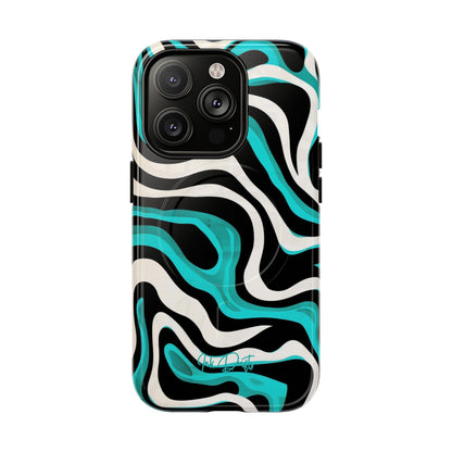 iPhone 14 Pro Glossy Phone Case - Aqua Strata | MagSafe iPhone Case