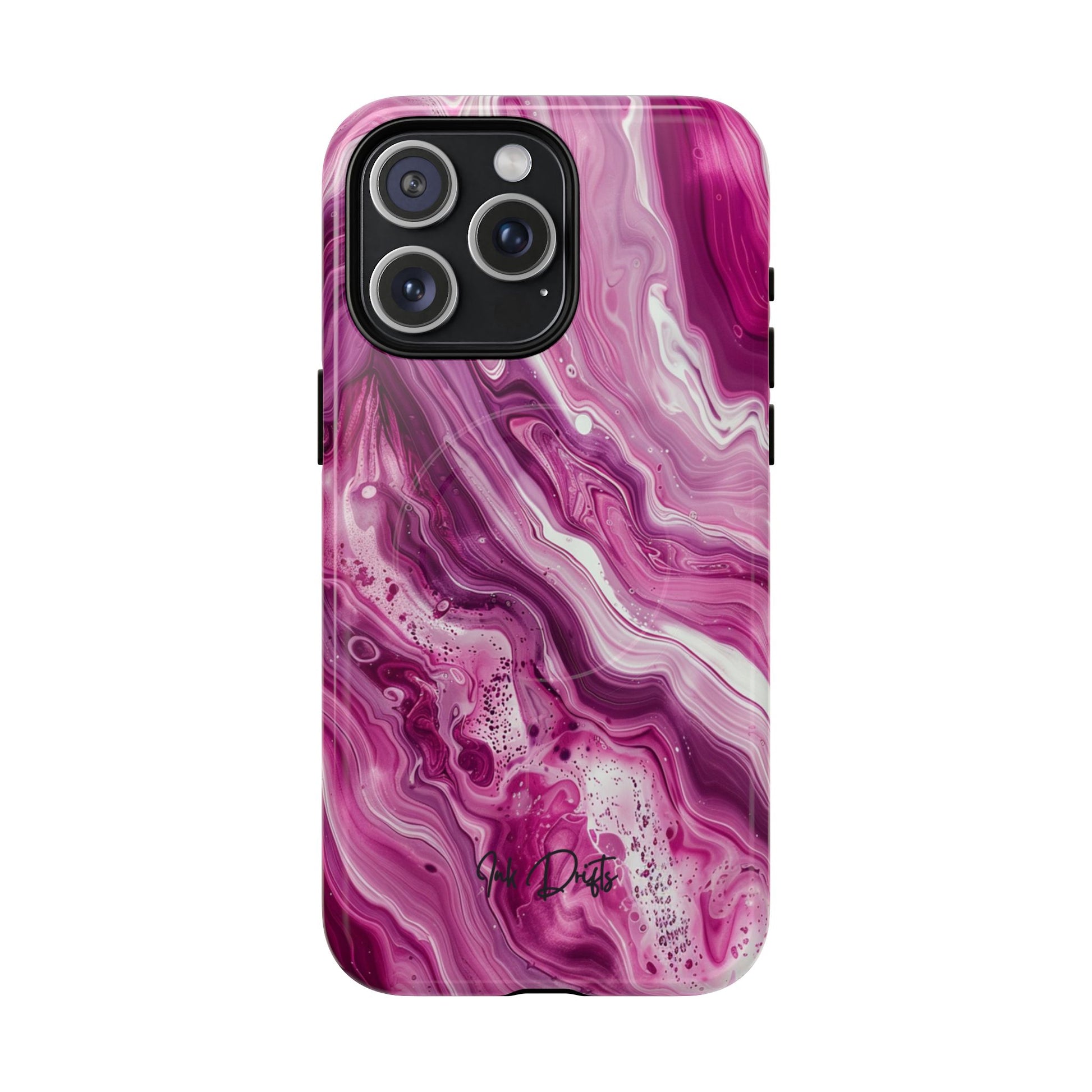 iPhone 15 Pro Max Glossy Phone Case - Pink Marble | MagSafe iPhone Case