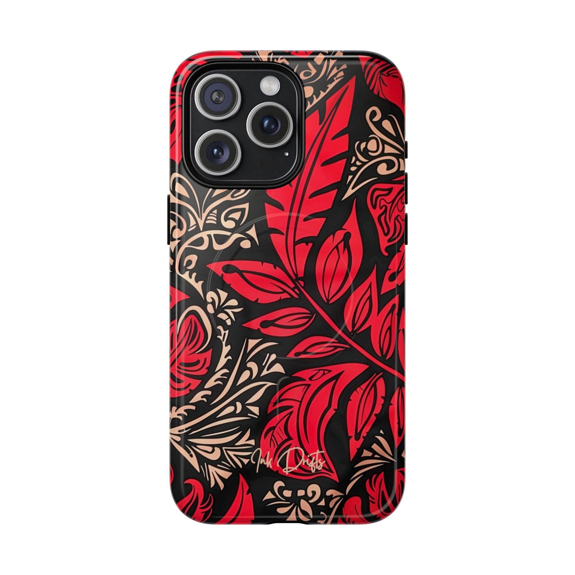 iPhone 15 Pro Max Glossy Phone Case - Crimson Foliage | MagSafe iPhone Case