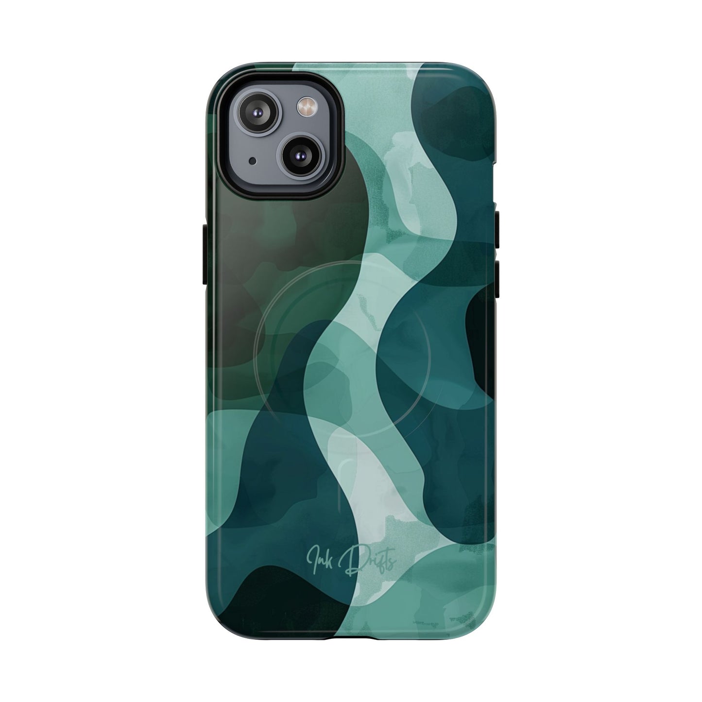 iPhone 14 Plus Glossy Phone Case - Verdant Waves | MagSafe iPhone Case