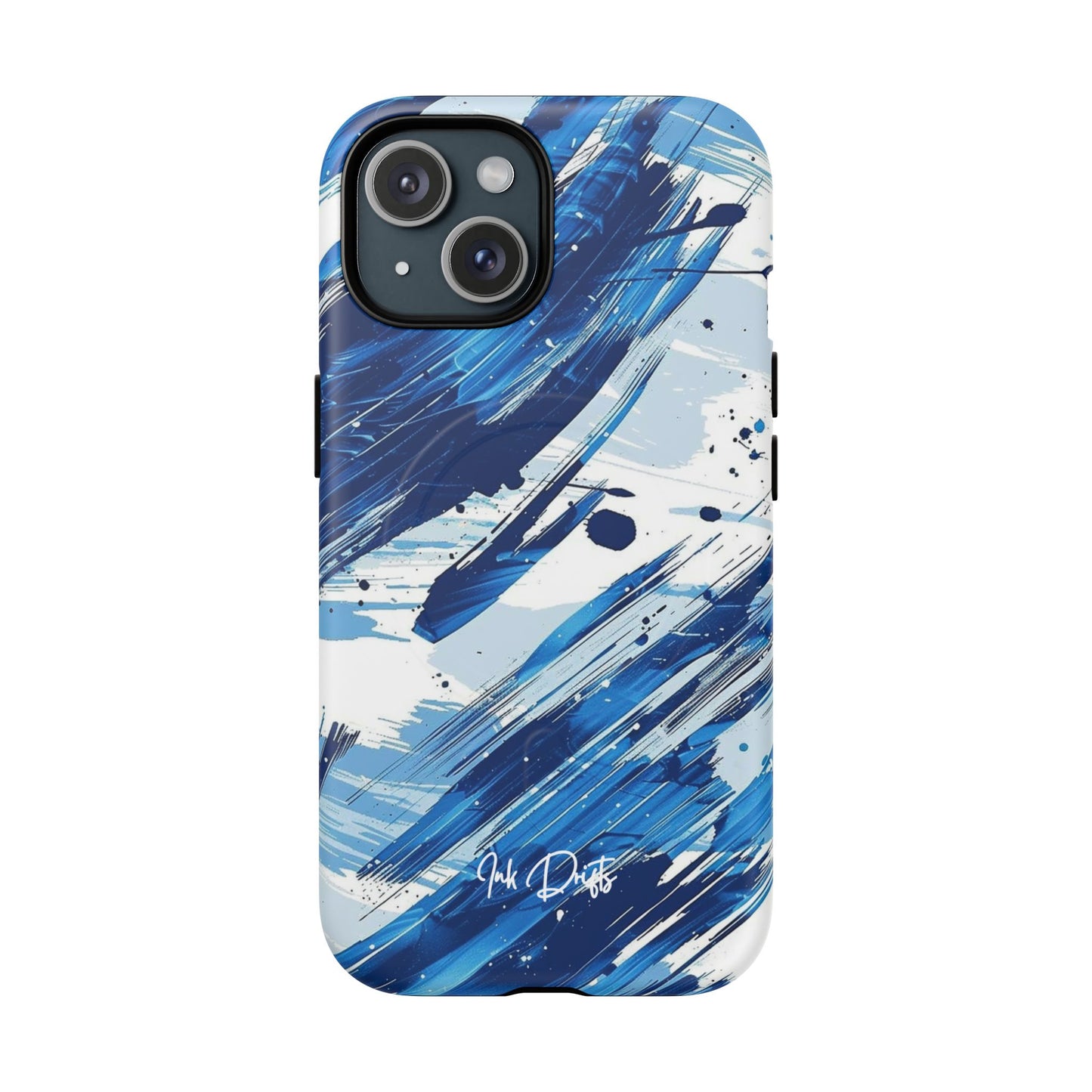 iPhone 15 Matte Phone Case - Azure Strokes | MagSafe iPhone Case