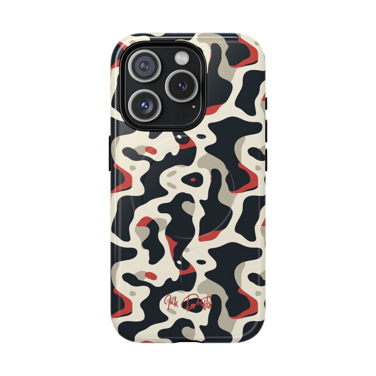 iPhone 15 Pro Glossy Phone Case - Cream Red Camo | MagSafe iPhone Case