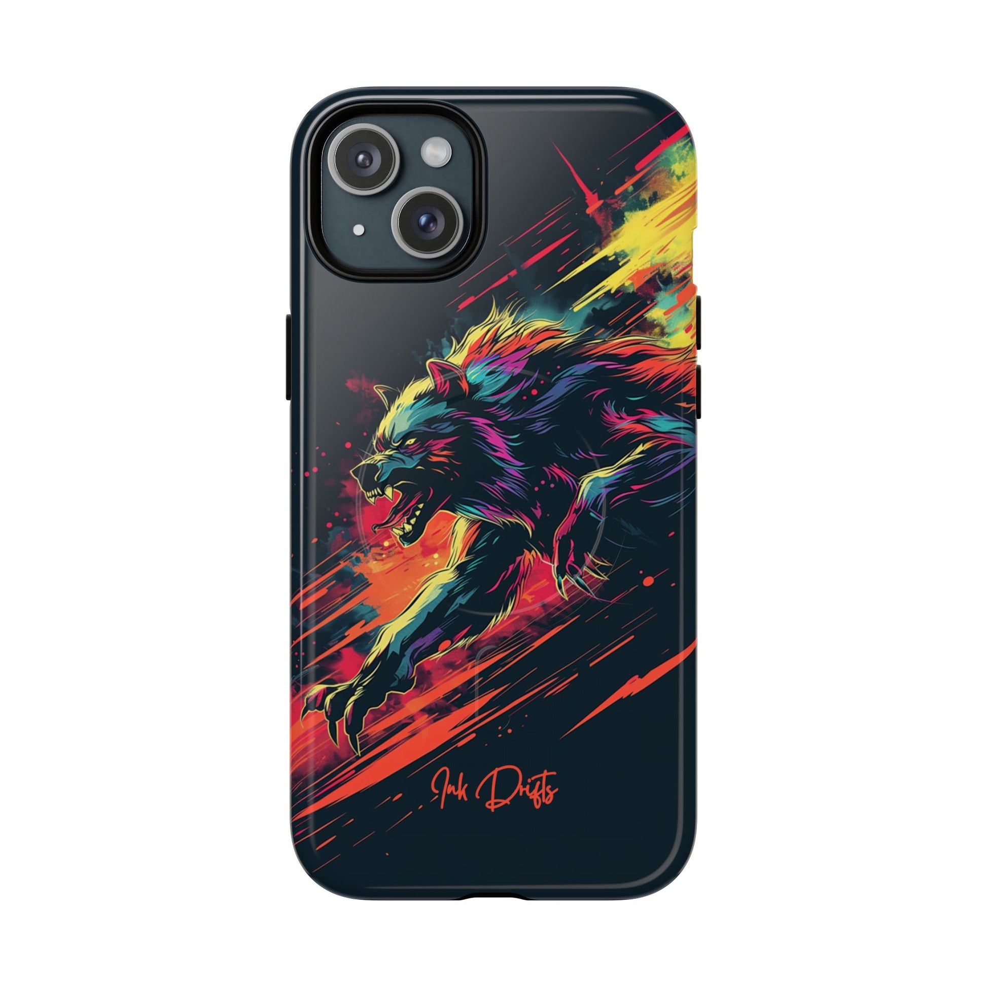 iPhone 15 Plus Glossy Phone Case - Lunar Werewolf | MagSafe iPhone Case