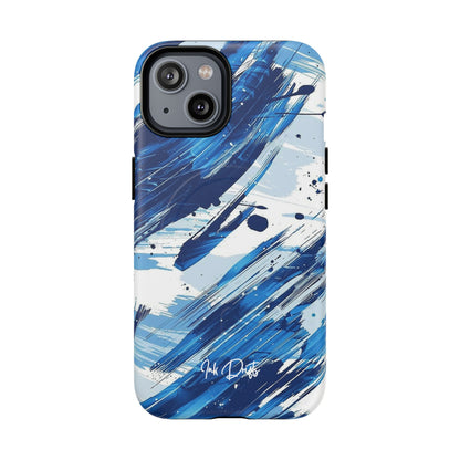 iPhone 14 Matte Phone Case - Azure Strokes | MagSafe iPhone Case