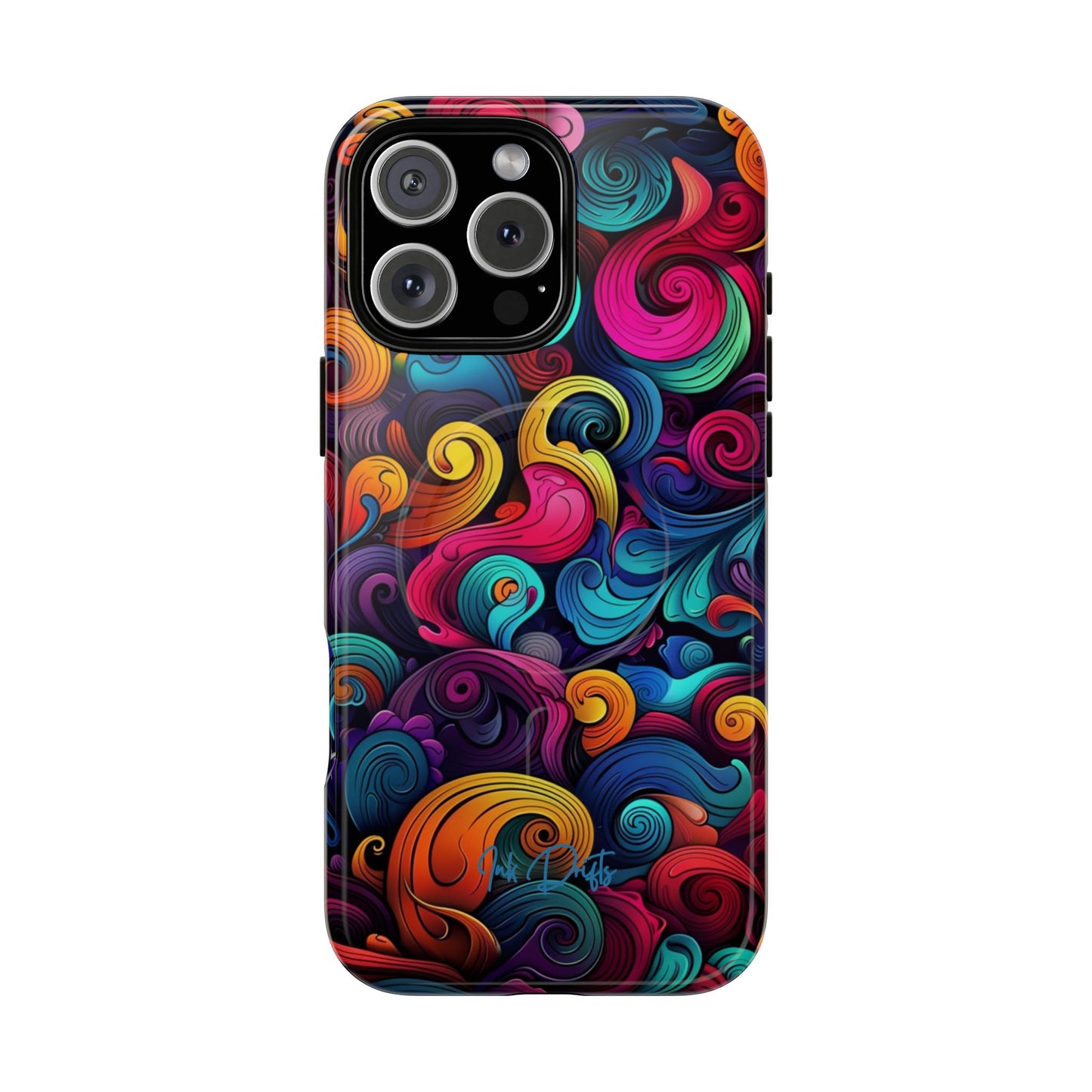 iPhone 16 Pro Max Glossy Phone Case - Psychedelic Waves | MagSafe iPhone Case