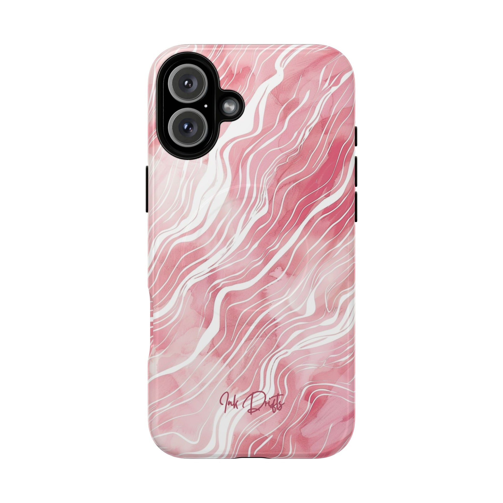 iPhone 16 Plus Glossy Phone Case - Blush Waves | MagSafe iPhone Case