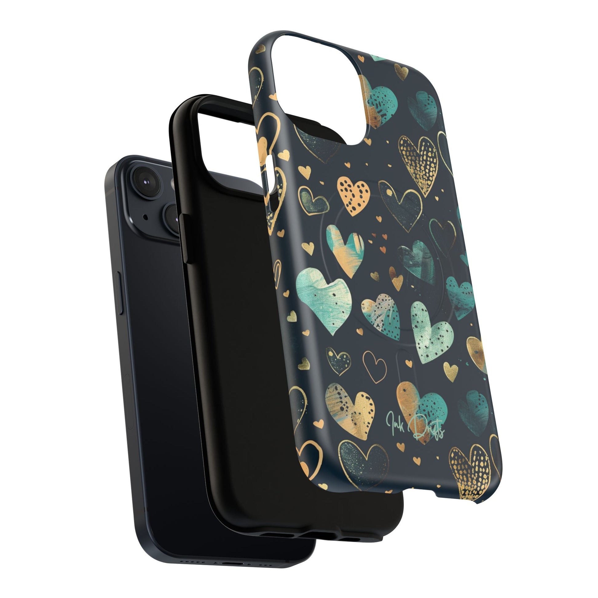 Phone Case - Golden Hearts | MagSafe iPhone Case