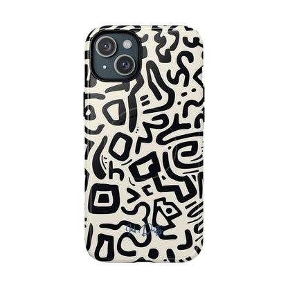 iPhone 15 Plus Glossy Phone Case - Abstract Doodle | MagSafe iPhone Case