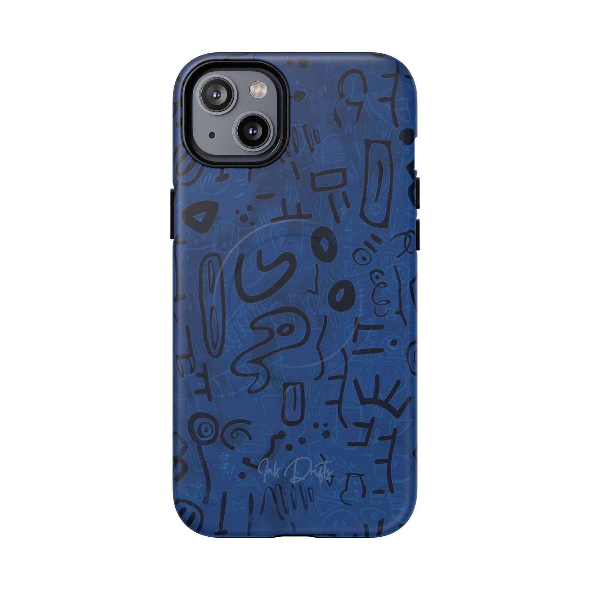 iPhone 14 Plus Matte Phone Case - Nocturnal Scribbles | MagSafe iPhone Case