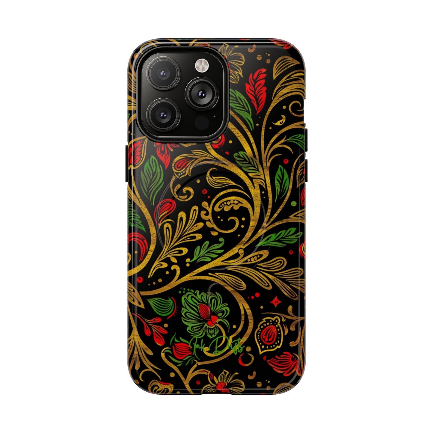 iPhone 14 Pro Max Glossy Phone Case - Golden Vines | MagSafe iPhone Case