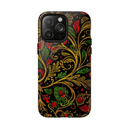 iPhone 14 Pro Max Glossy Phone Case - Golden Vines | MagSafe iPhone Case