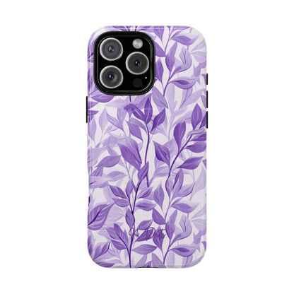 iPhone 16 Pro Max Glossy Phone Case - Lavender Leaves | MagSafe iPhone Case