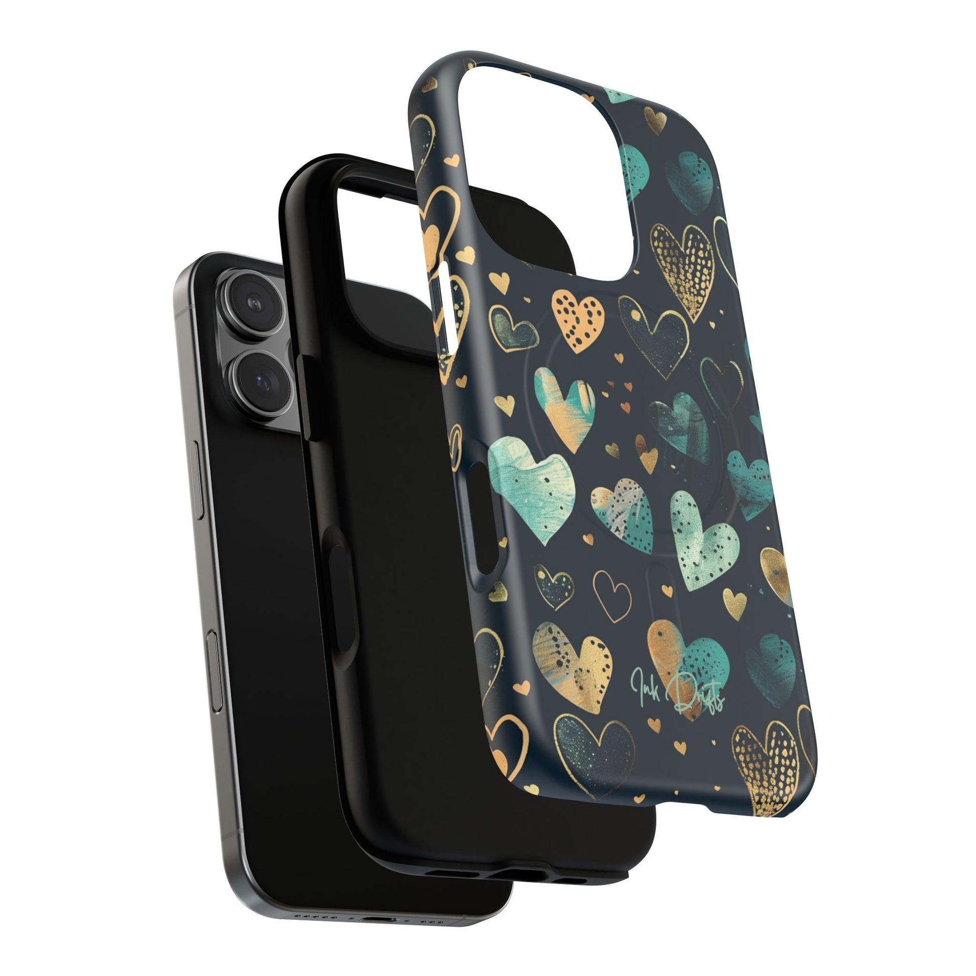 Phone Case - Golden Hearts | MagSafe iPhone Case