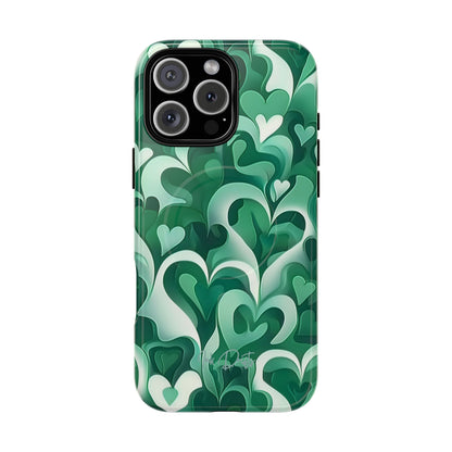 iPhone 16 Pro Max Glossy Phone Case - Emerald Love | MagSafe iPhone Case