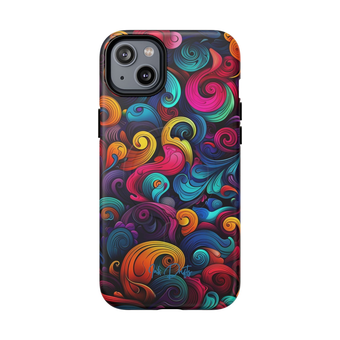 iPhone 14 Plus Matte Phone Case - Psychedelic Waves | MagSafe iPhone Case