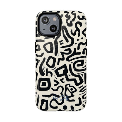 iPhone 14 Glossy Phone Case - Abstract Doodle | MagSafe iPhone Case