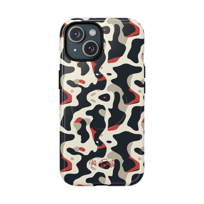 iPhone 15 Glossy Phone Case - Cream Red Camo | MagSafe iPhone Case