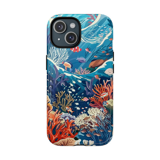 iPhone 15 Glossy Phone Case - Coral Reef | MagSafe iPhone Case