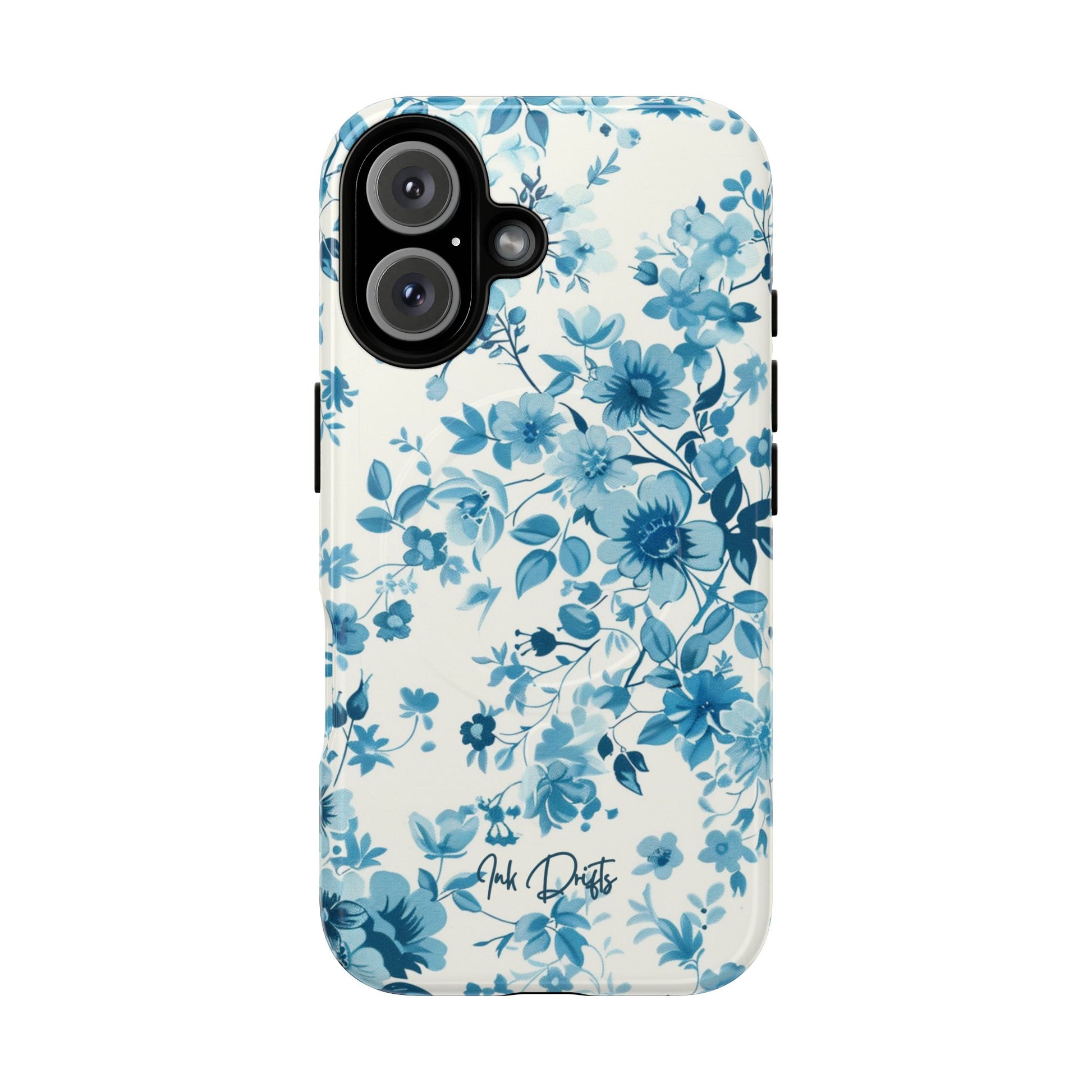 iPhone 16 Glossy Phone Case - Blue Blossom | MagSafe iPhone Case