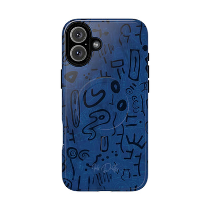 iPhone 16 Plus Glossy Phone Case - Nocturnal Scribbles | MagSafe iPhone Case