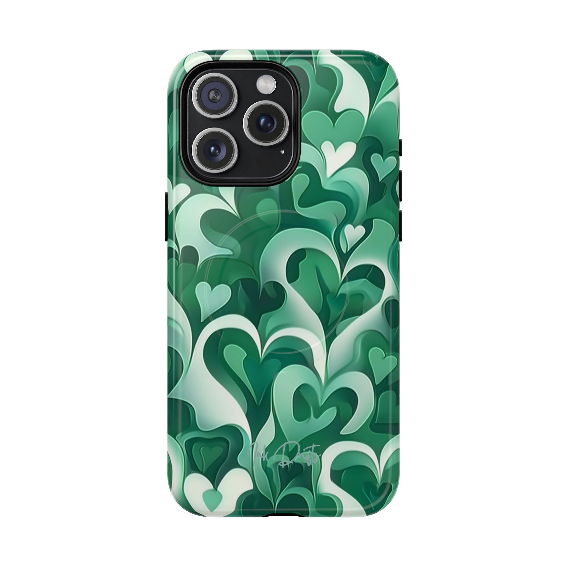 iPhone 15 Pro Max Glossy Phone Case - Emerald Love | MagSafe iPhone Case