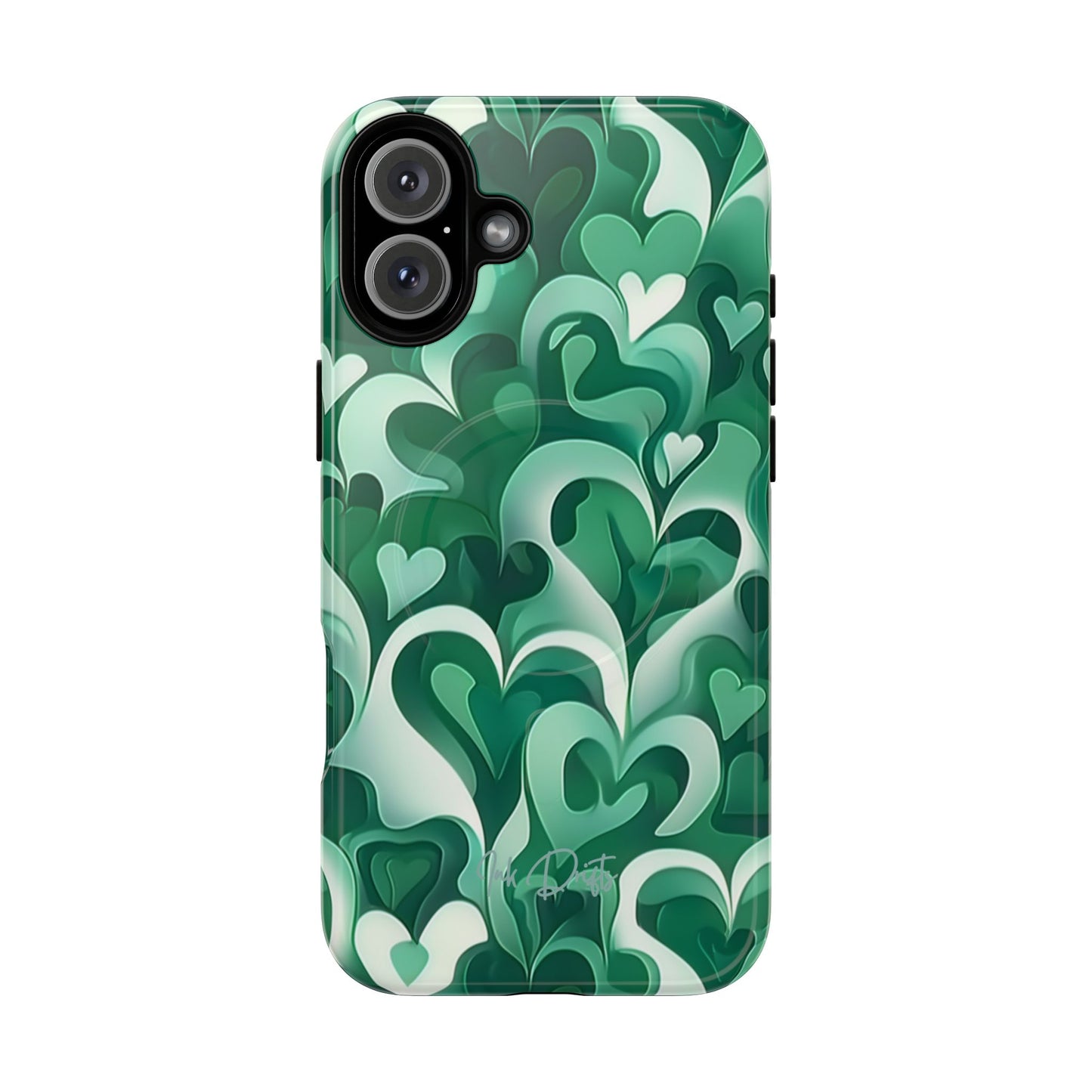 iPhone 16 Plus Glossy Phone Case - Emerald Love | MagSafe iPhone Case