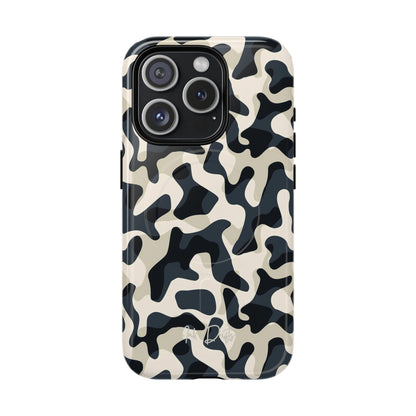 iPhone 15 Pro Glossy Phone Case - Monochrome Camo | MagSafe iPhone Case