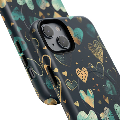 Phone Case - Golden Hearts | MagSafe iPhone Case