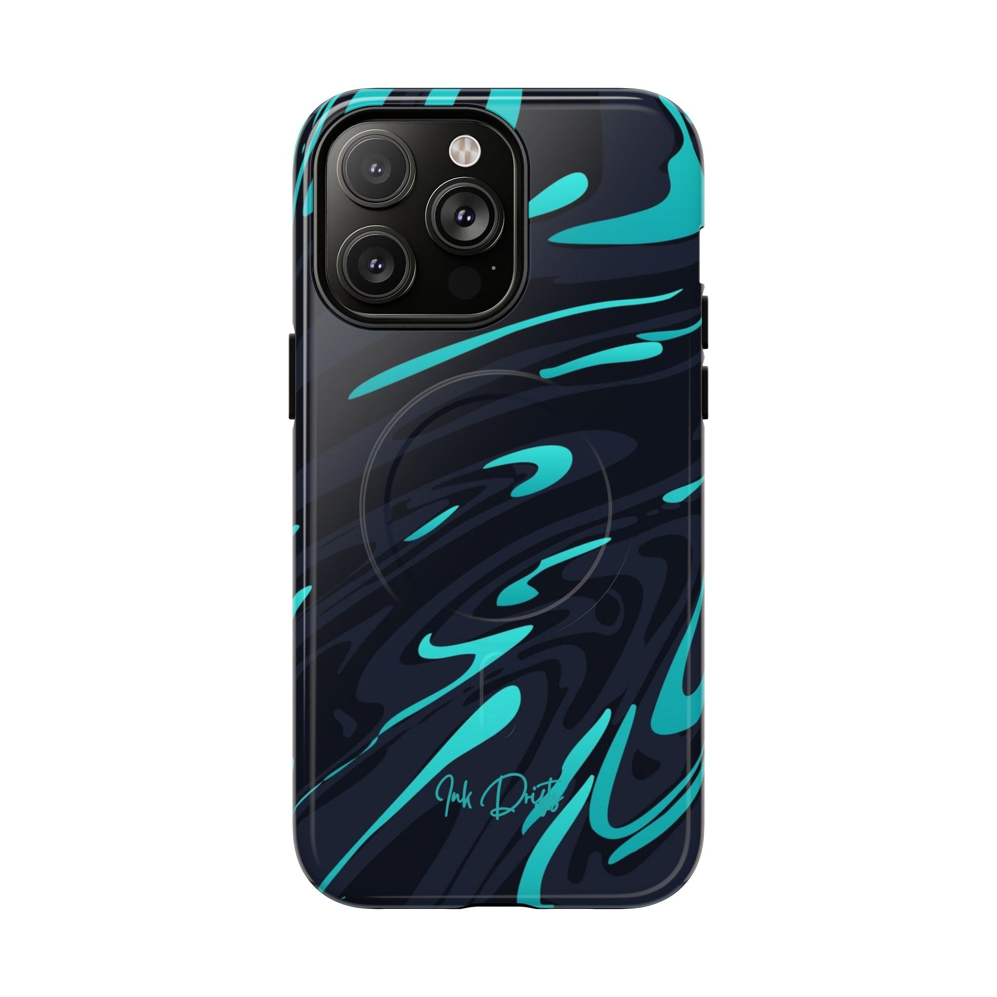 iPhone 14 Pro Max Glossy Phone Case - Turquoise Splash | MagSafe iPhone Case