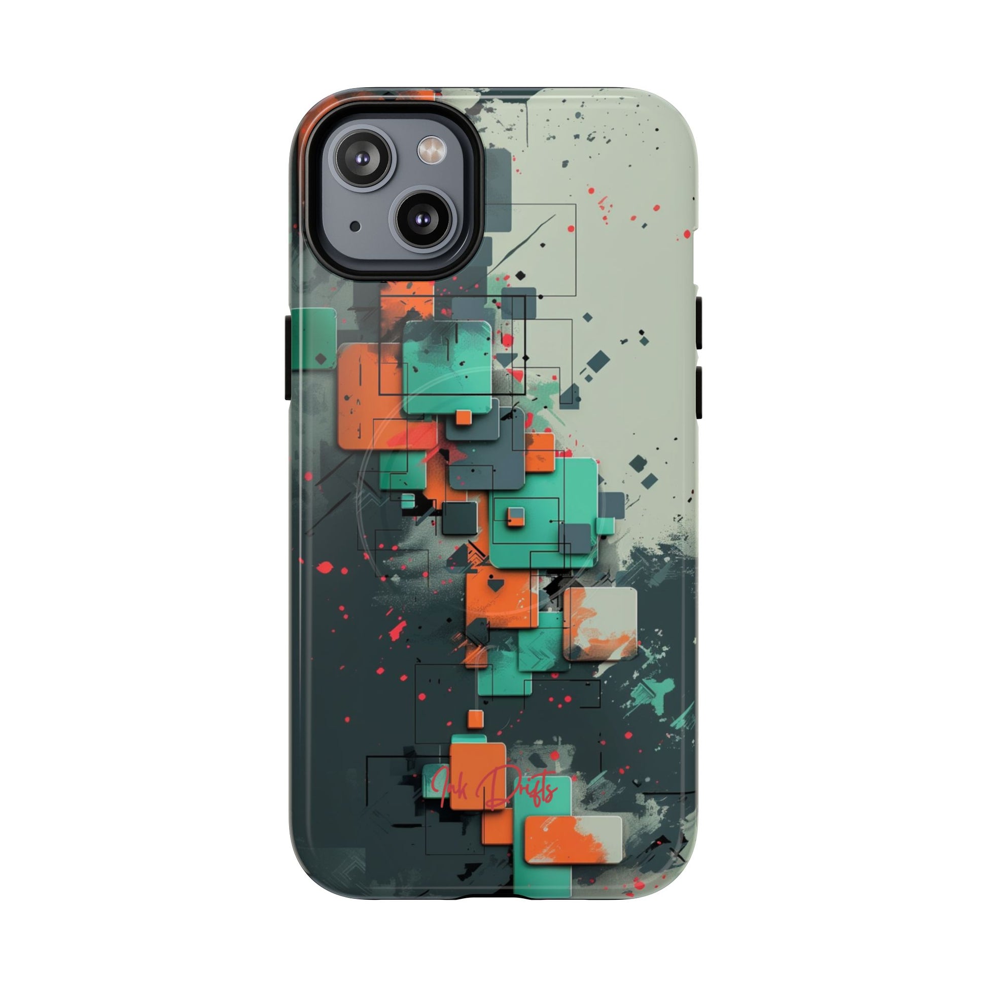 iPhone 14 Plus Glossy Phone Case - Techno Mosaic | MagSafe iPhone Case