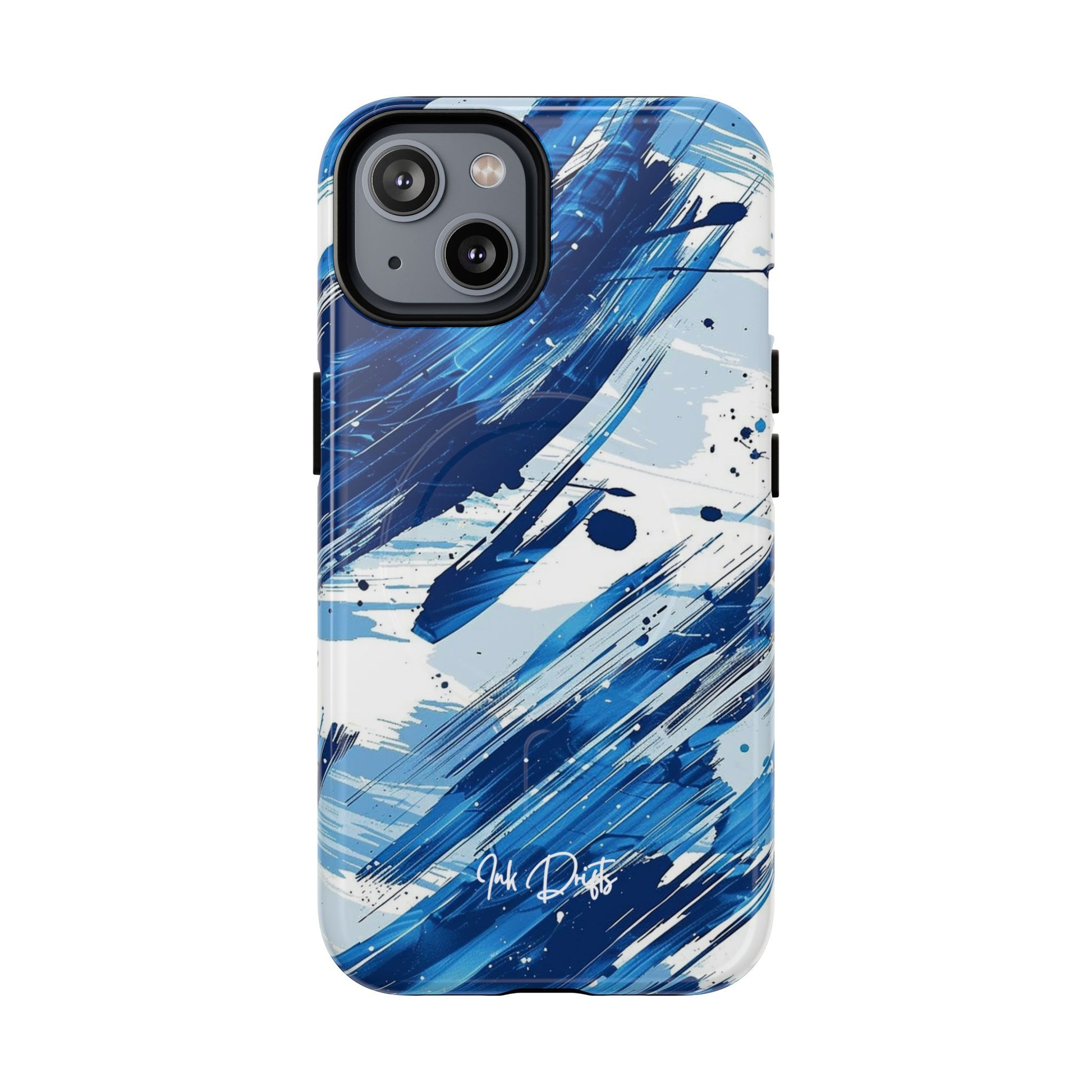 iPhone 14 Glossy Phone Case - Azure Strokes | MagSafe iPhone Case