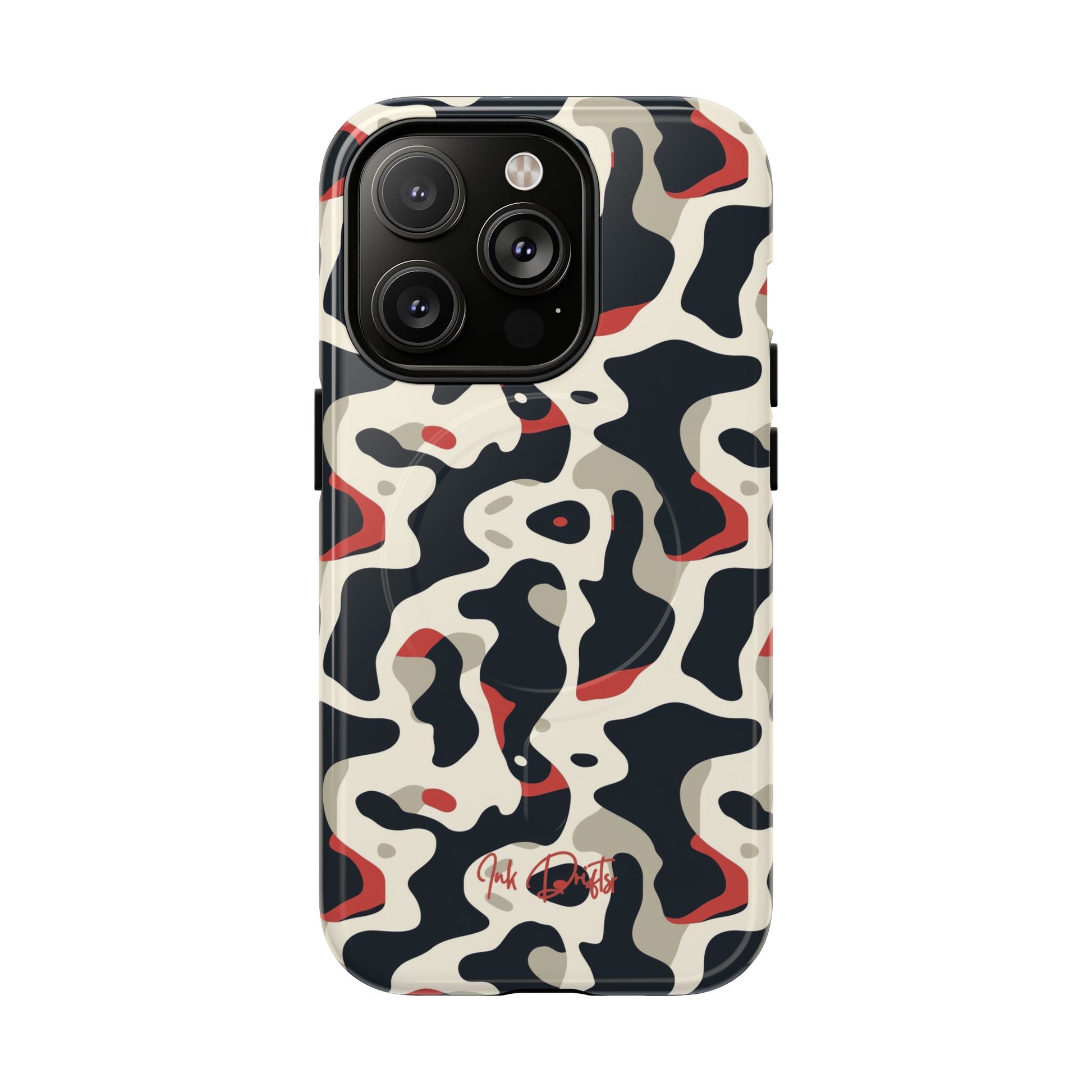 iPhone 14 Pro Glossy Phone Case - Cream Red Camo | MagSafe iPhone Case