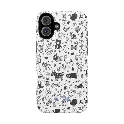 iPhone 16 Plus Matte Phone Case - Doodle Zoo | MagSafe iPhone Case