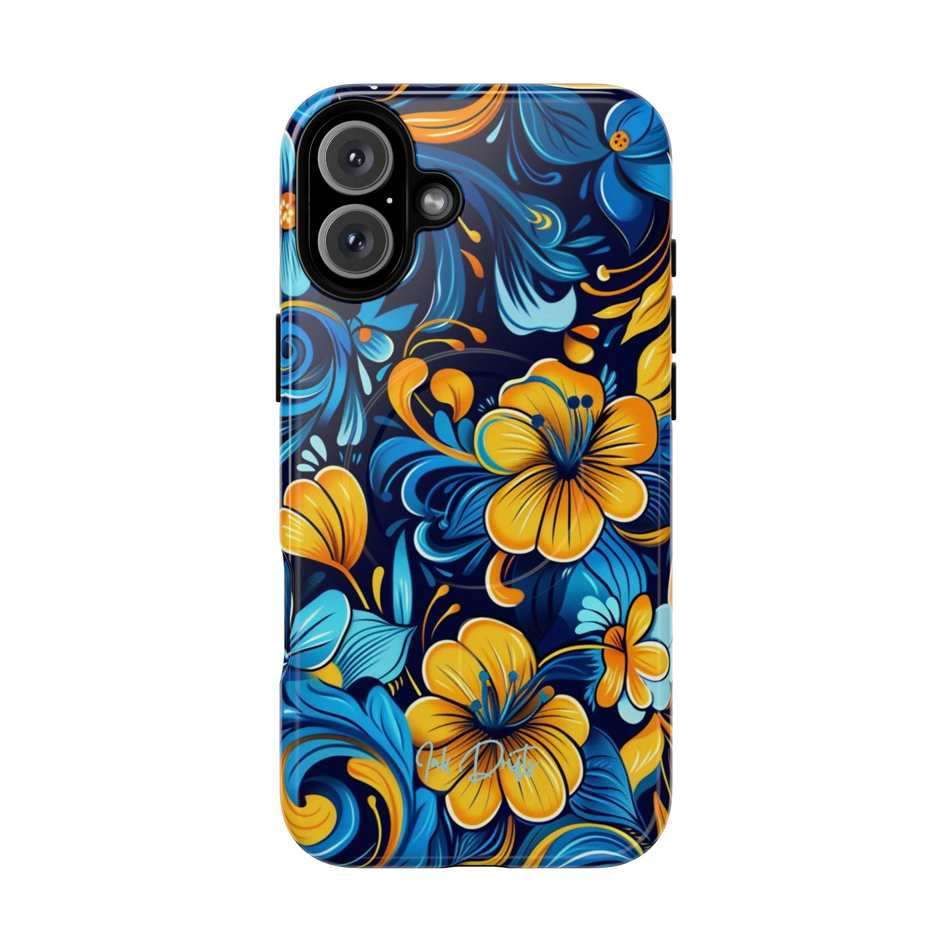 iPhone 16 Plus Glossy Phone Case - Floral Fusion | MagSafe iPhone Case