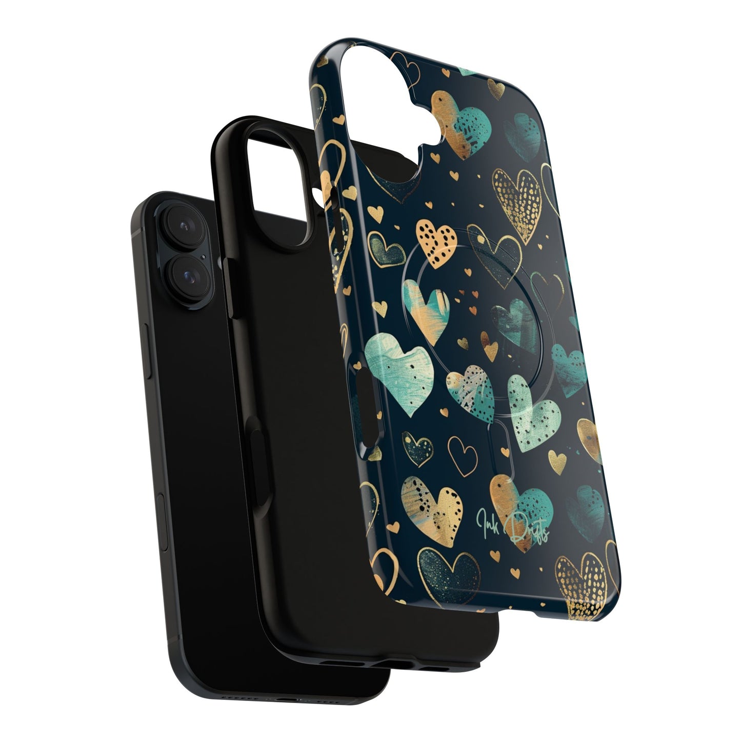 Phone Case - Golden Hearts | MagSafe iPhone Case