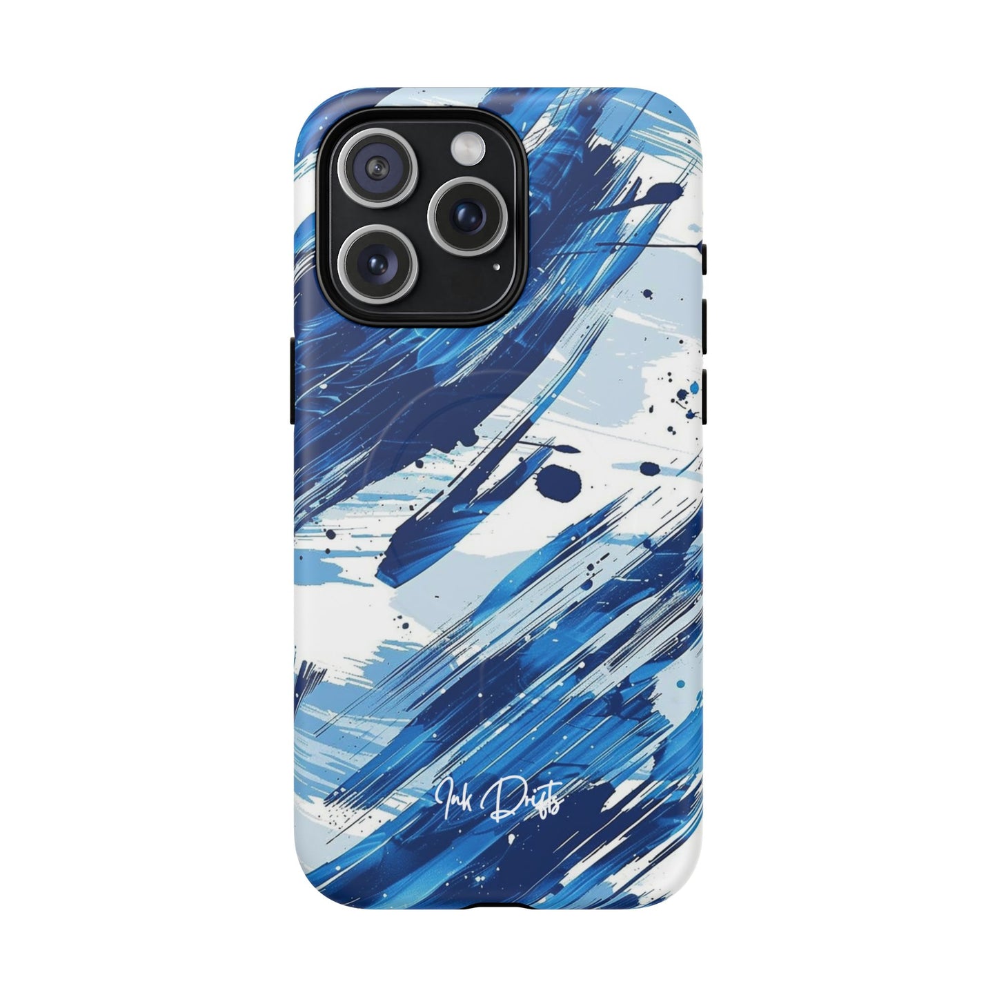 iPhone 15 Pro Max Matte Phone Case - Azure Strokes | MagSafe iPhone Case