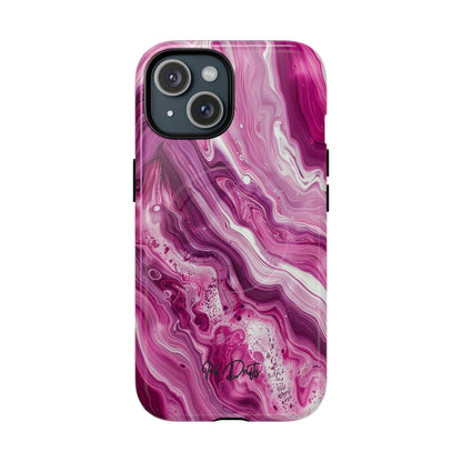 iPhone 15 Glossy Phone Case - Pink Marble | MagSafe iPhone Case