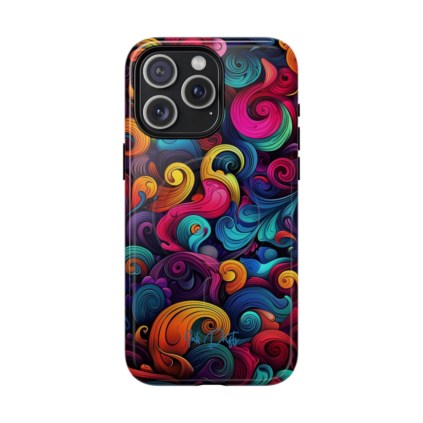 iPhone 15 Pro Max Glossy Phone Case - Psychedelic Waves | MagSafe iPhone Case