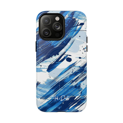 iPhone 14 Pro Max Glossy Phone Case - Azure Strokes | MagSafe iPhone Case