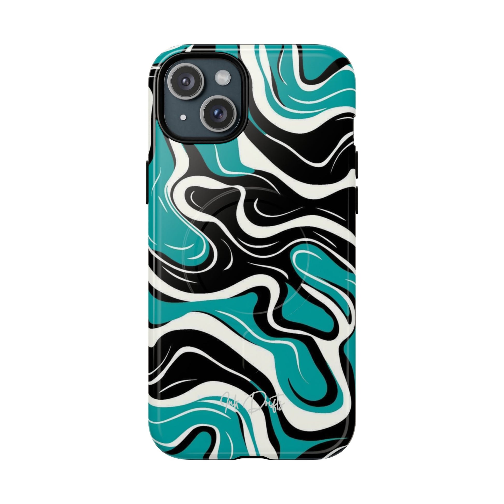 iPhone 15 Plus Glossy Phone Case - Teal Tempest | MagSafe iPhone Case