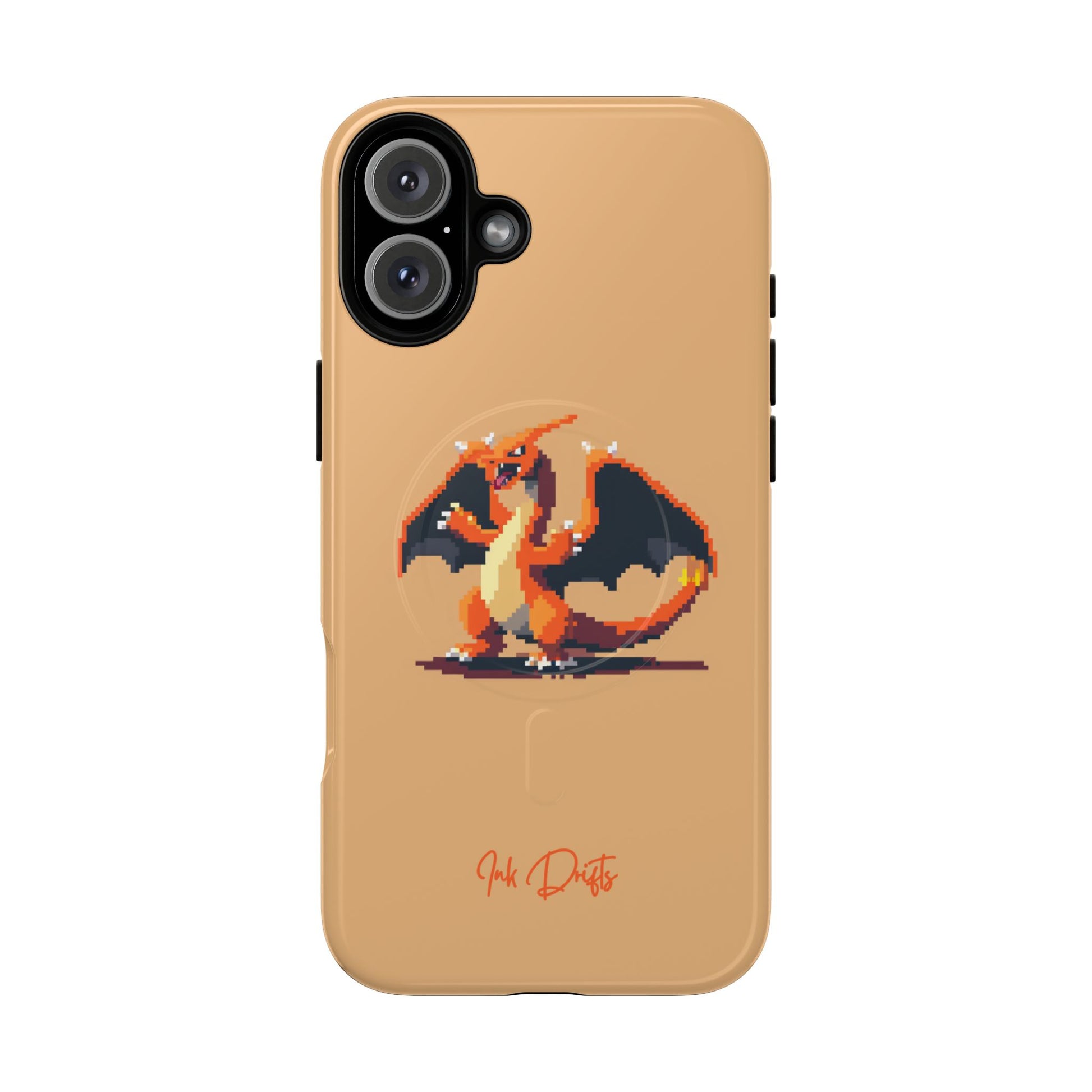 iPhone 16 Plus Glossy Phone Case - Pixel Charizard | MagSafe iPhone Case